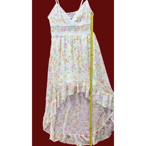 Rue 21 - Women's Summer Sleeveless High Low Hem Ruffle Floral Dress - White - M - Picture 7 of 16